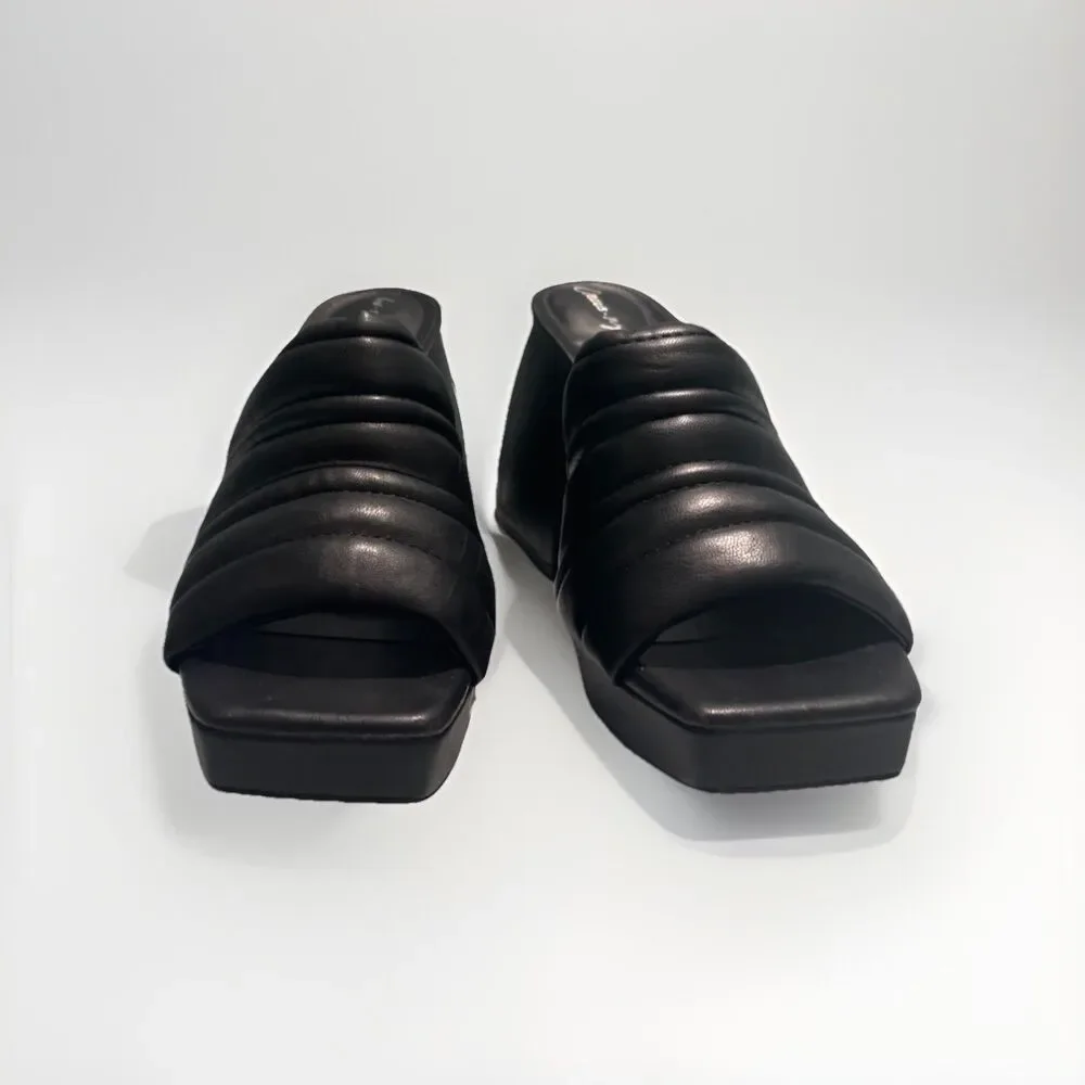 Circus by Sam Edelman Black Marlie Platform Chunky Heels Sandals Sz 9.5 Retro
